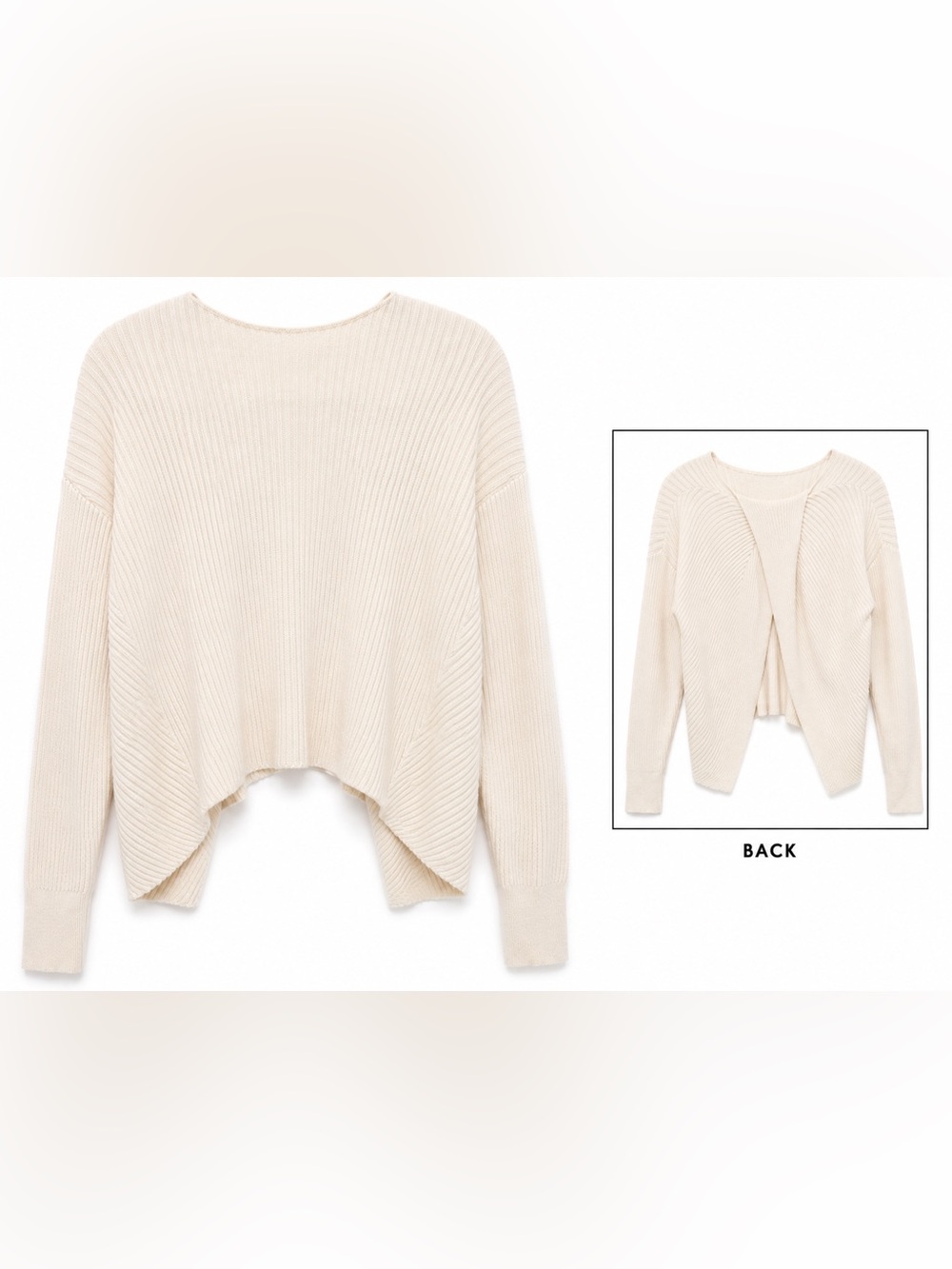 Banana Republic Merino Wool Silk Open Back Ribbed Sweater XS Ivory - Picture 2 of 13